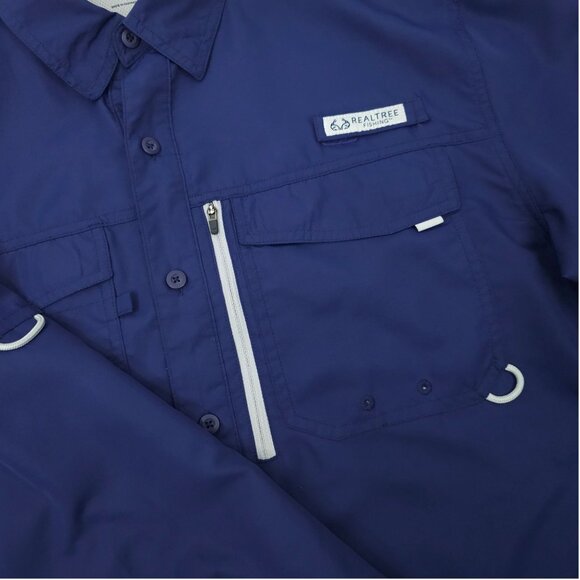 Realtree Fishing Shirt Men L Performance Vented Back Flap Pockets Long Sleeve - Picture 9 of 16